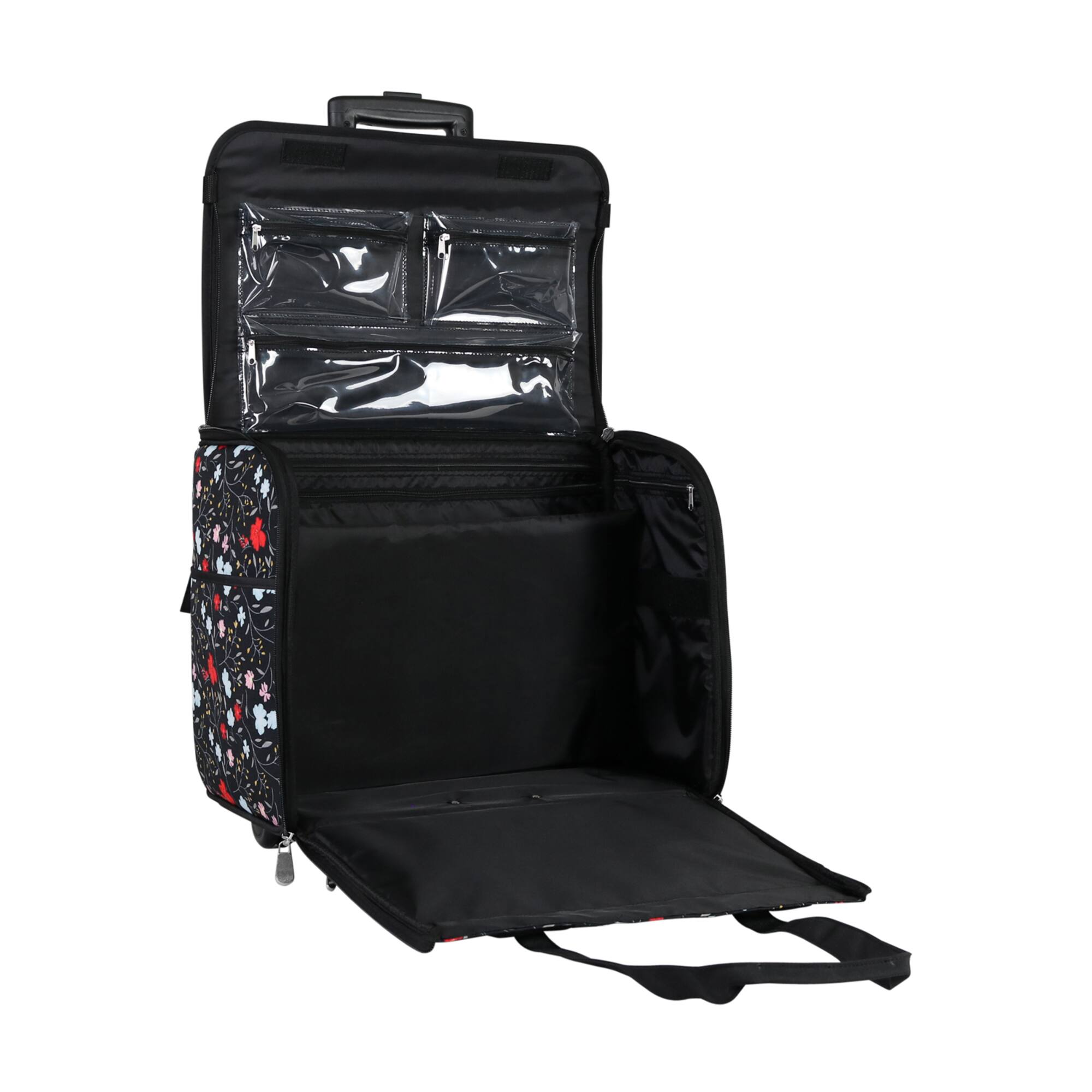 Everything Mary Black Floral Teacher Rolling Tote